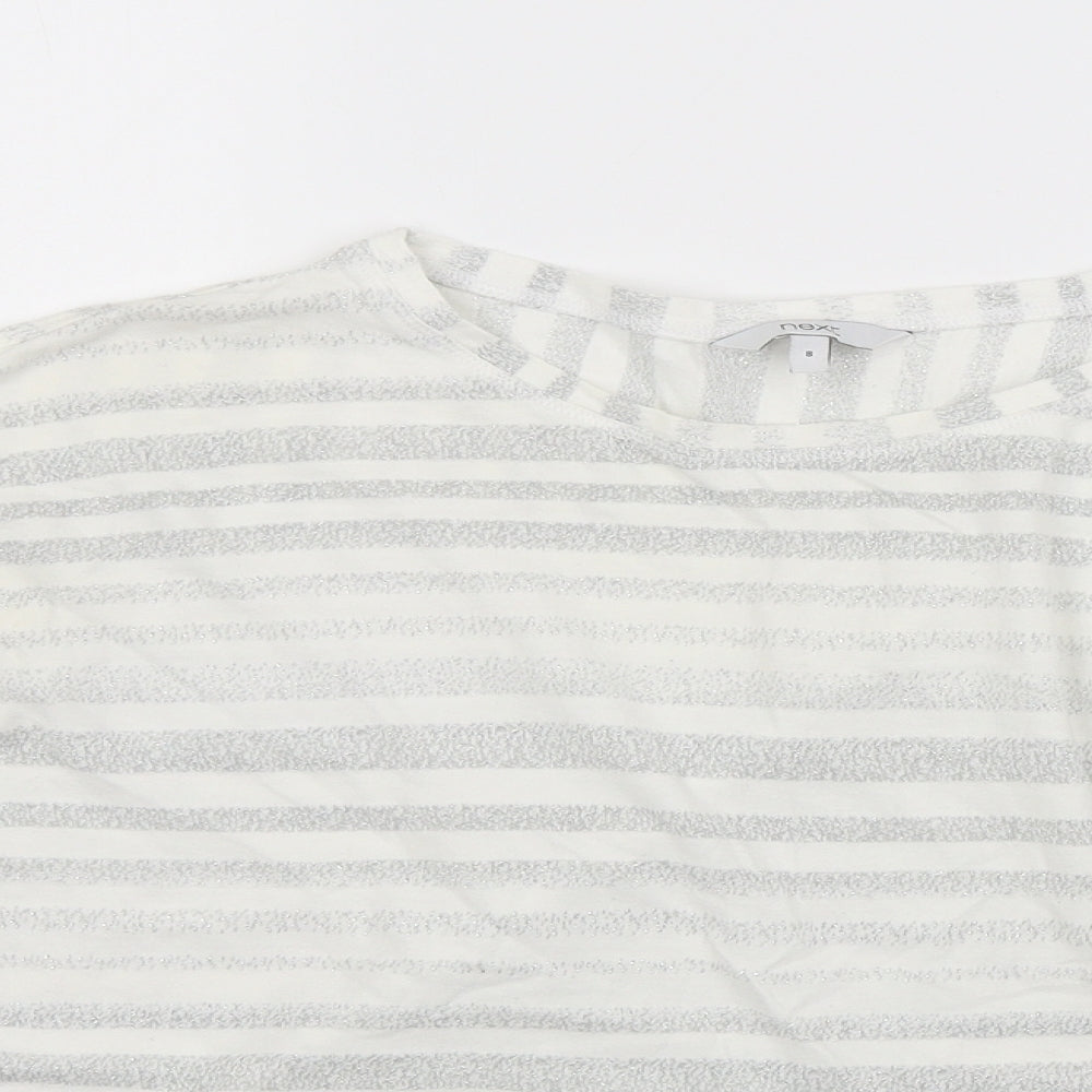 Next Womens White Striped Knit Pullover Jumper Size 8