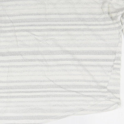 Next Womens White Striped Knit Pullover Jumper Size 8