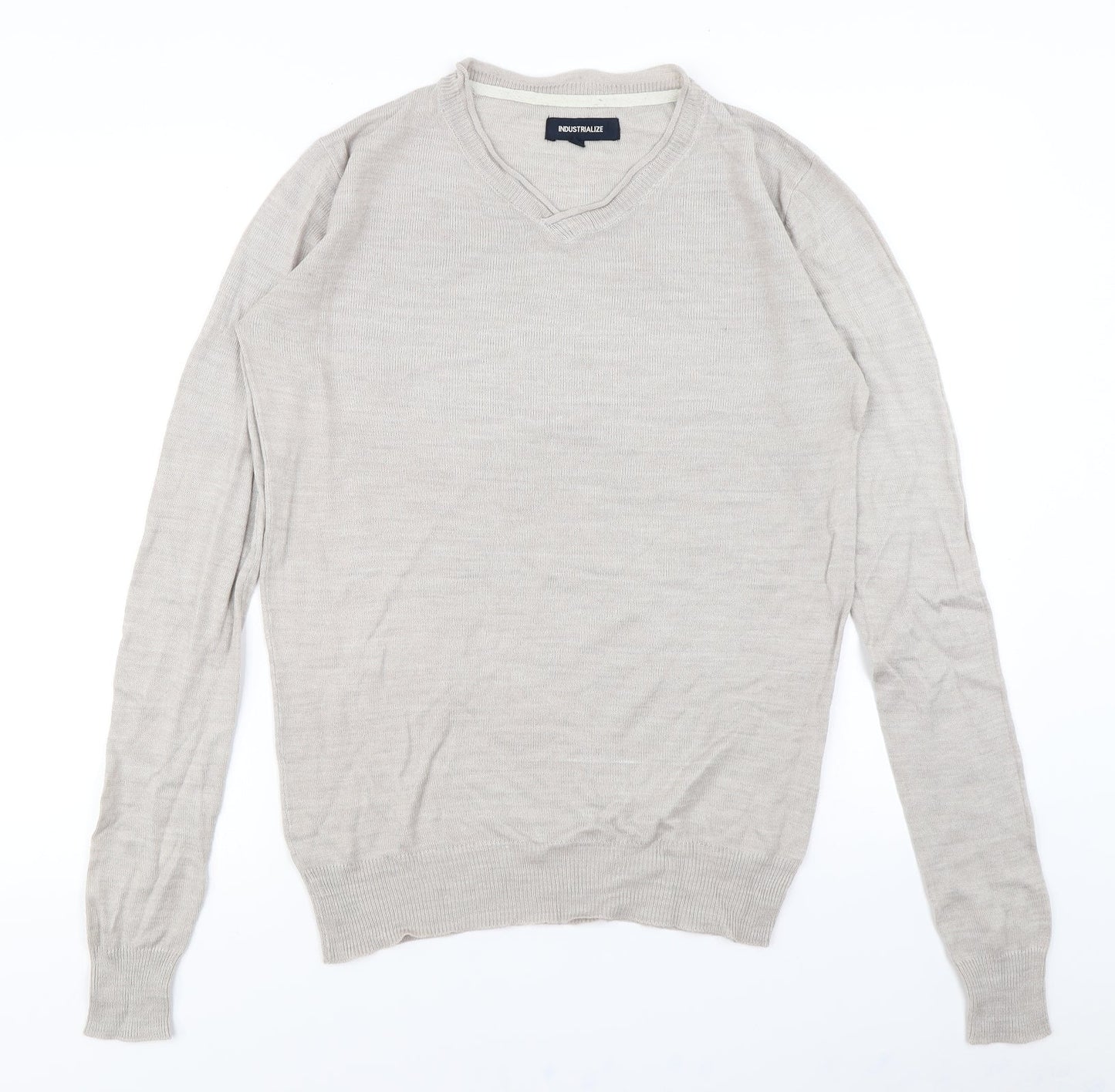 Industrialize Mens Beige  Knit Pullover Jumper Size S