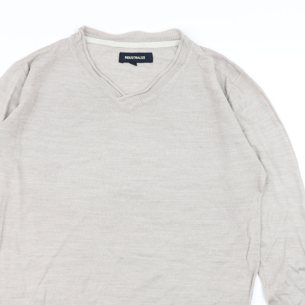 Industrialize Mens Beige  Knit Pullover Jumper Size S