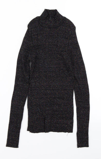 Wild Flower Womens Black   Pullover Jumper Size M  - Ribbed