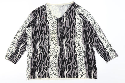 Isle Womens Ivory Animal Print  Pullover Jumper Size L