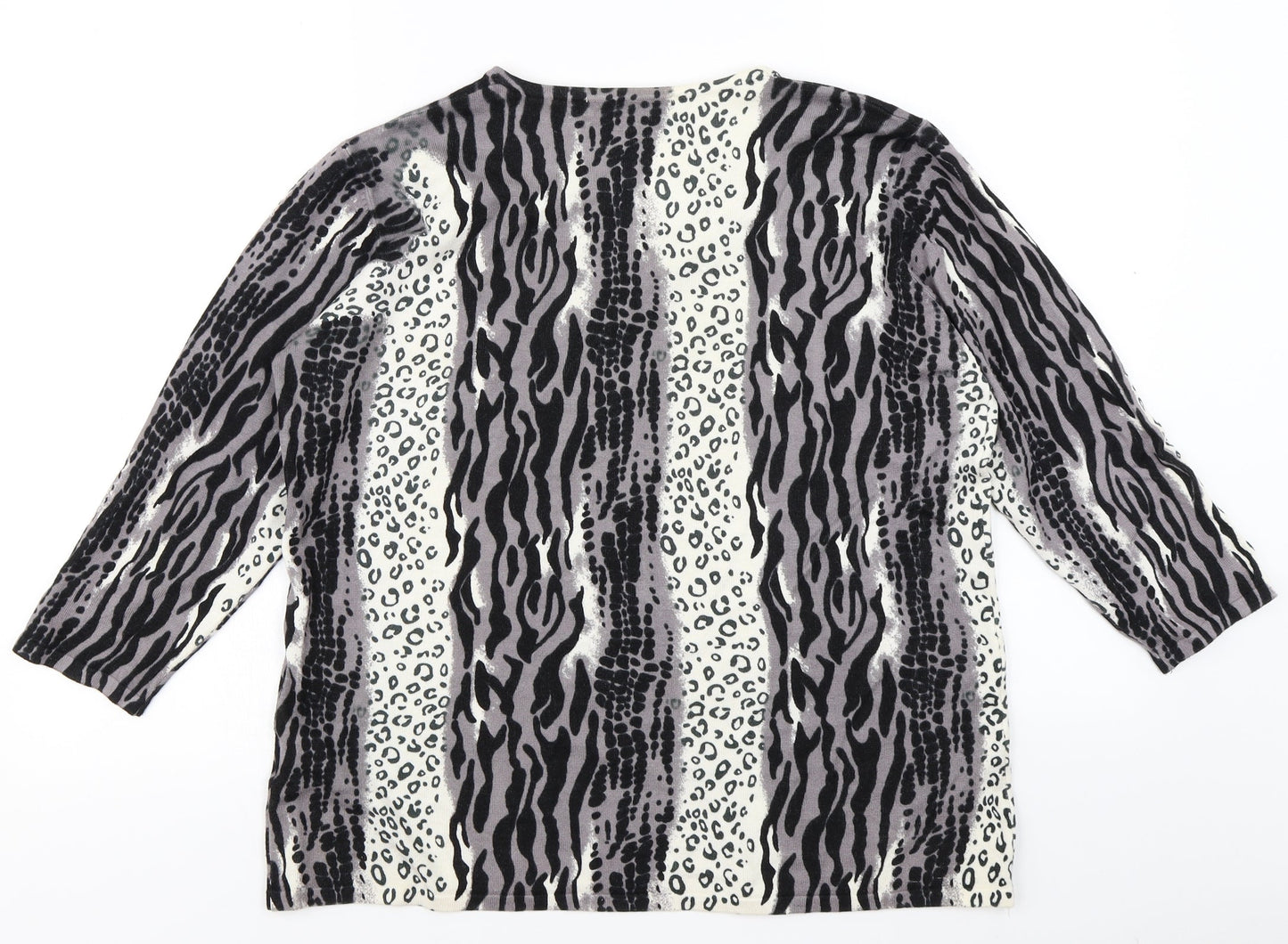 Isle Womens Ivory Animal Print  Pullover Jumper Size L
