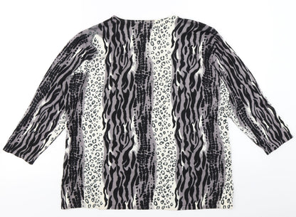 Isle Womens Ivory Animal Print  Pullover Jumper Size L