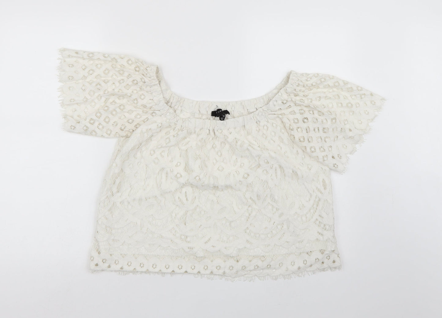 New Look Womens White  Lace Basic Blouse Size 12