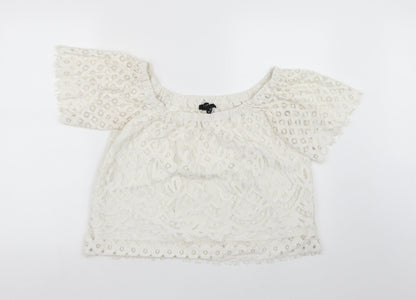 New Look Womens White  Lace Basic Blouse Size 12
