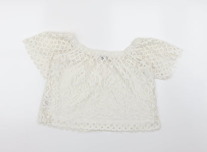 New Look Womens White  Lace Basic Blouse Size 12