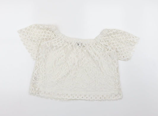 New Look Womens White  Lace Basic Blouse Size 12