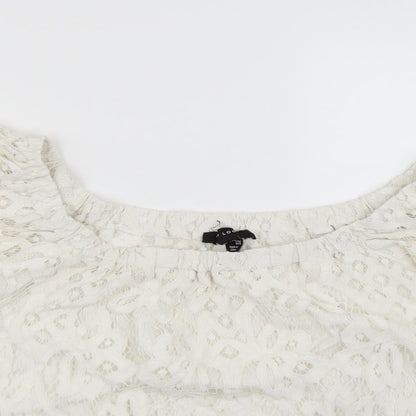 New Look Womens White  Lace Basic Blouse Size 12
