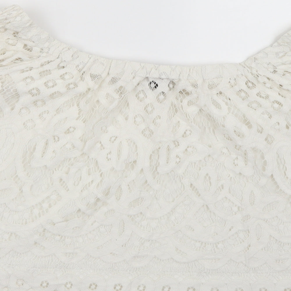 New Look Womens White  Lace Basic Blouse Size 12