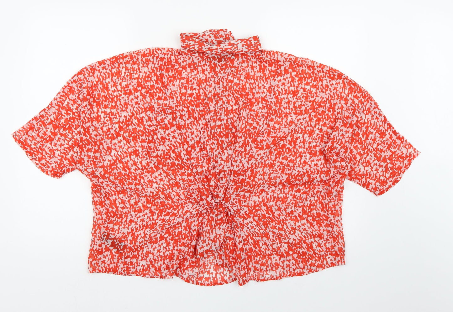 FOREVER 21 Womens Orange Geometric Chiffon Basic Blouse Size M