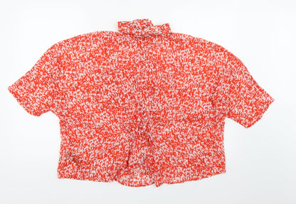 FOREVER 21 Womens Orange Geometric Chiffon Basic Blouse Size M