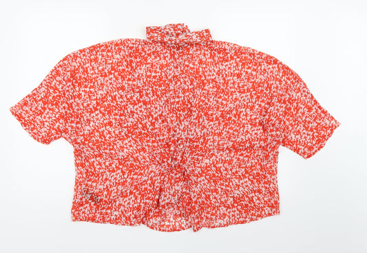 FOREVER 21 Womens Orange Geometric Chiffon Basic Blouse Size M