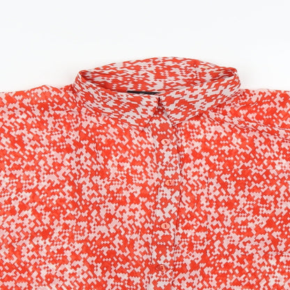 FOREVER 21 Womens Orange Geometric Chiffon Basic Blouse Size M