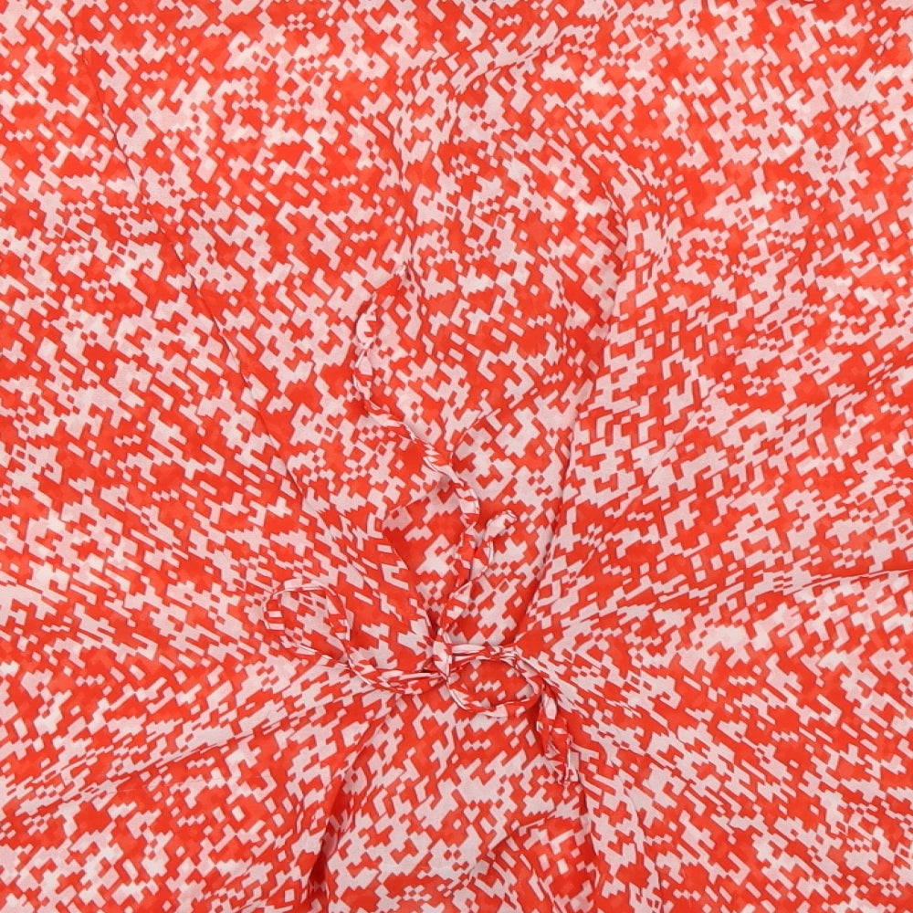 FOREVER 21 Womens Orange Geometric Chiffon Basic Blouse Size M