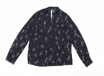Matalan Womens Black Geometric Chiffon Basic Blouse Size 8