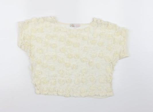 Cameo Rose Womens White Floral  Basic Blouse Size S