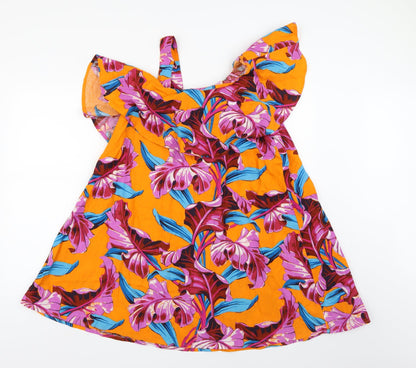 ASOS Womens Orange Floral  A-Line  Size 8