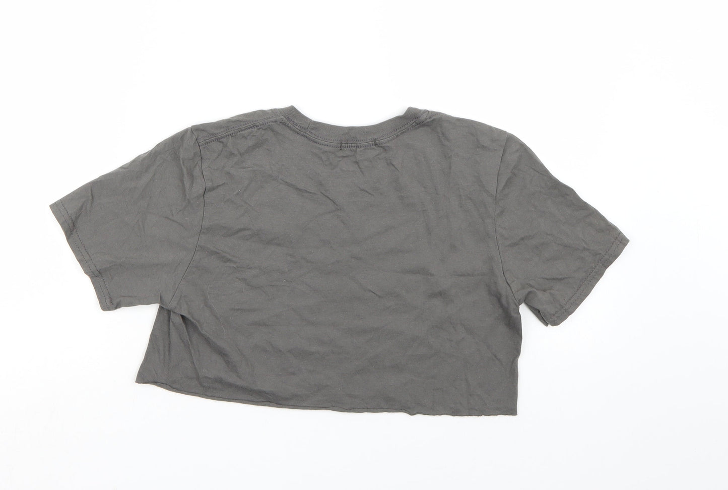 Womens UK Size S PRETTYLITTLETHING Grey Cropped T-Shirt