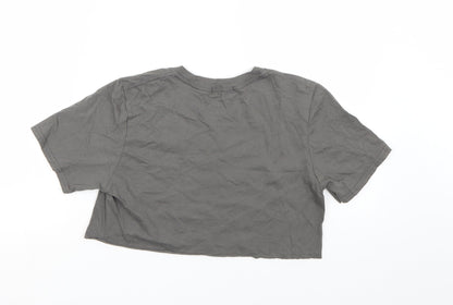 Womens UK Size S PRETTYLITTLETHING Grey Cropped T-Shirt