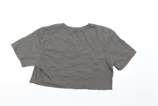 Womens UK Size S PRETTYLITTLETHING Grey Cropped T-Shirt