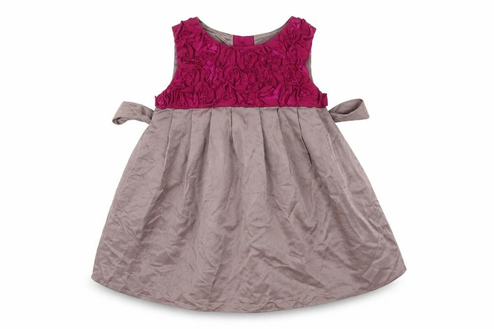 Front view of Monsoon girls’ brown shift, size 6-9, months