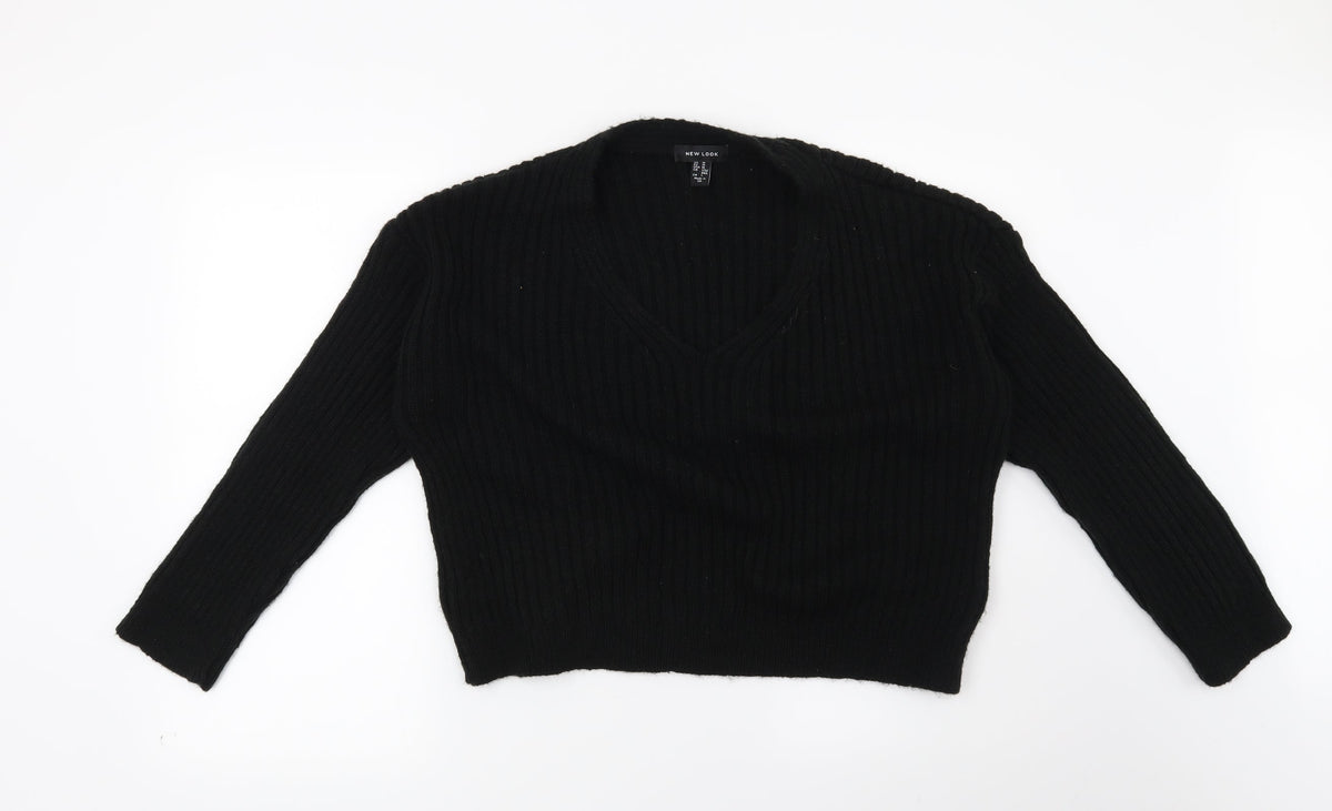 New Look Womens Black Striped  Pullover Jumper Size M