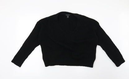 New Look Womens Black Striped  Pullover Jumper Size M