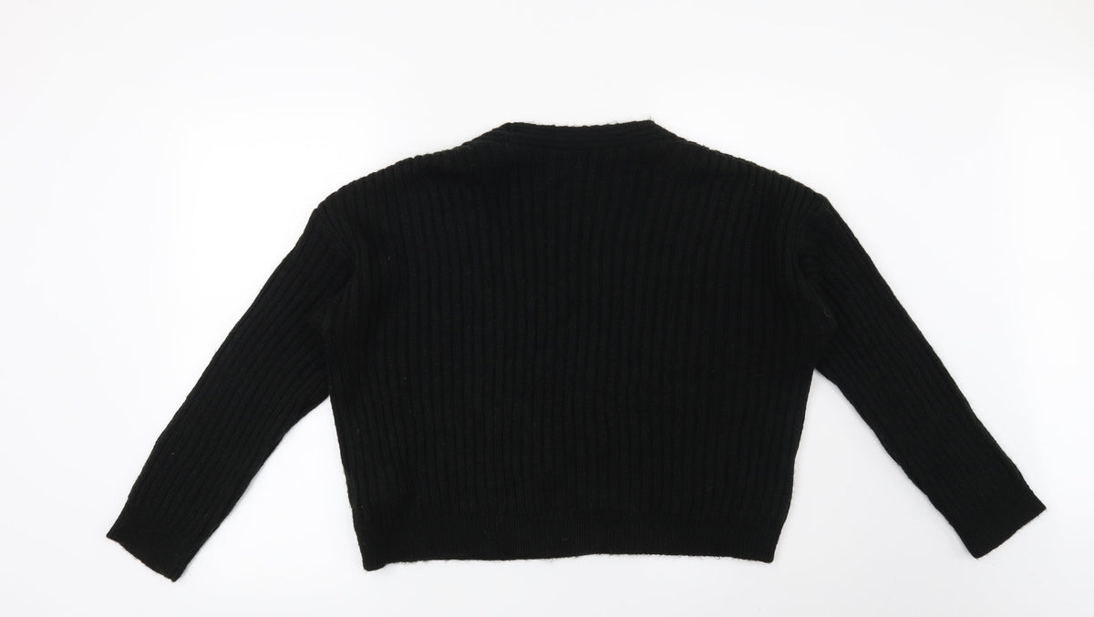 New Look Womens Black Striped  Pullover Jumper Size M