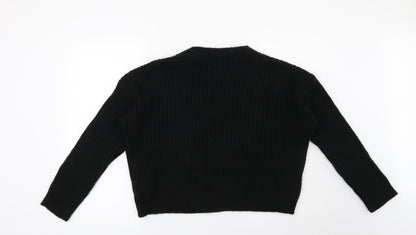 New Look Womens Black Striped  Pullover Jumper Size M