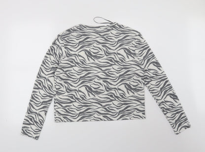 H&M Womens White Animal Print  Pullover Jumper Size M