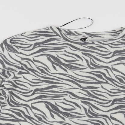 H&M Womens White Animal Print  Pullover Jumper Size M