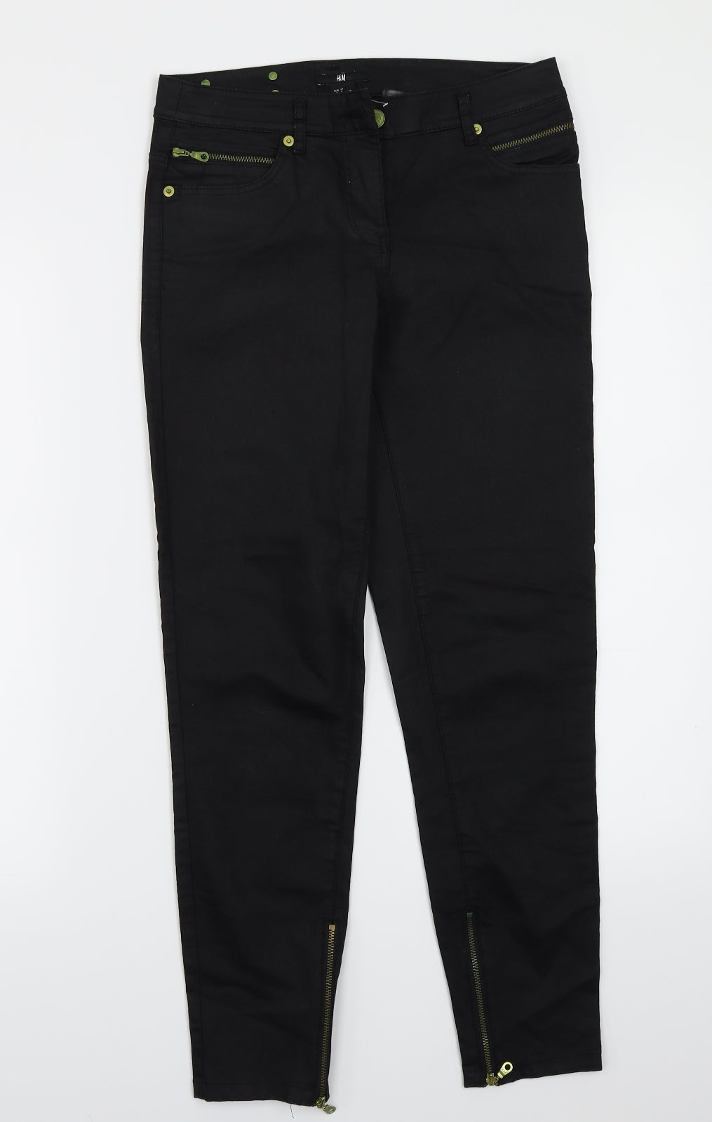 Womens UK Size 4 H&M Regular Fit Straight Black Jeans