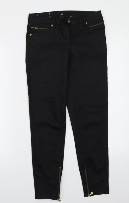Womens UK Size 4 H&M Regular Fit Straight Black Jeans
