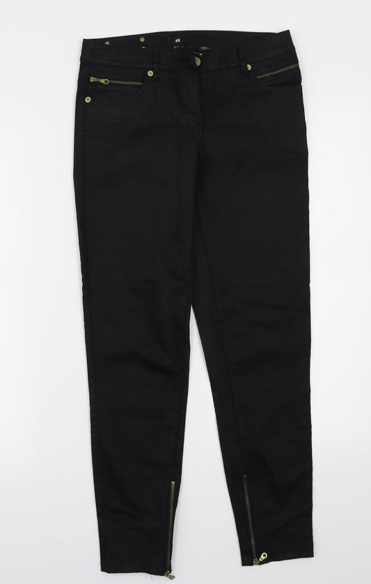 Womens UK Size 4 H&M Regular Fit Straight Black Jeans