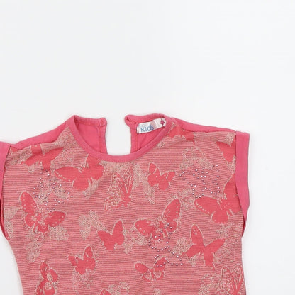 M&Co Girls Pink   Basic T-Shirt Size 5-6 Years