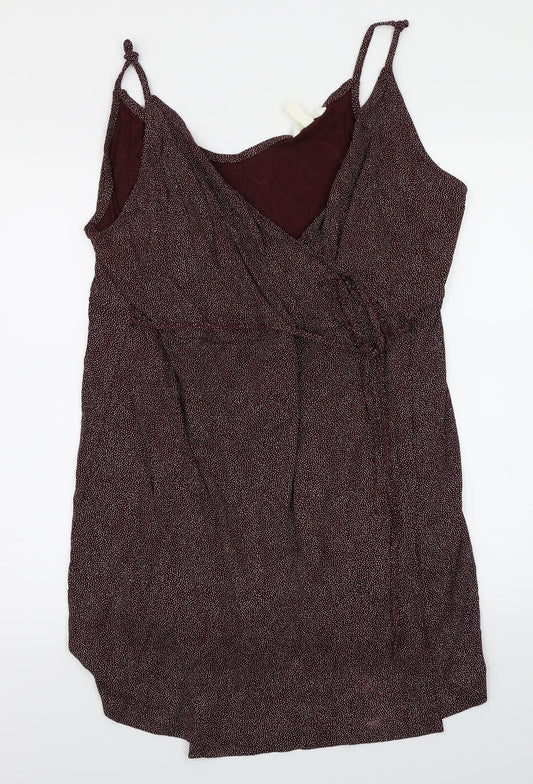 H&M Womens Purple Polka Dot Rayon A-Line  Size L