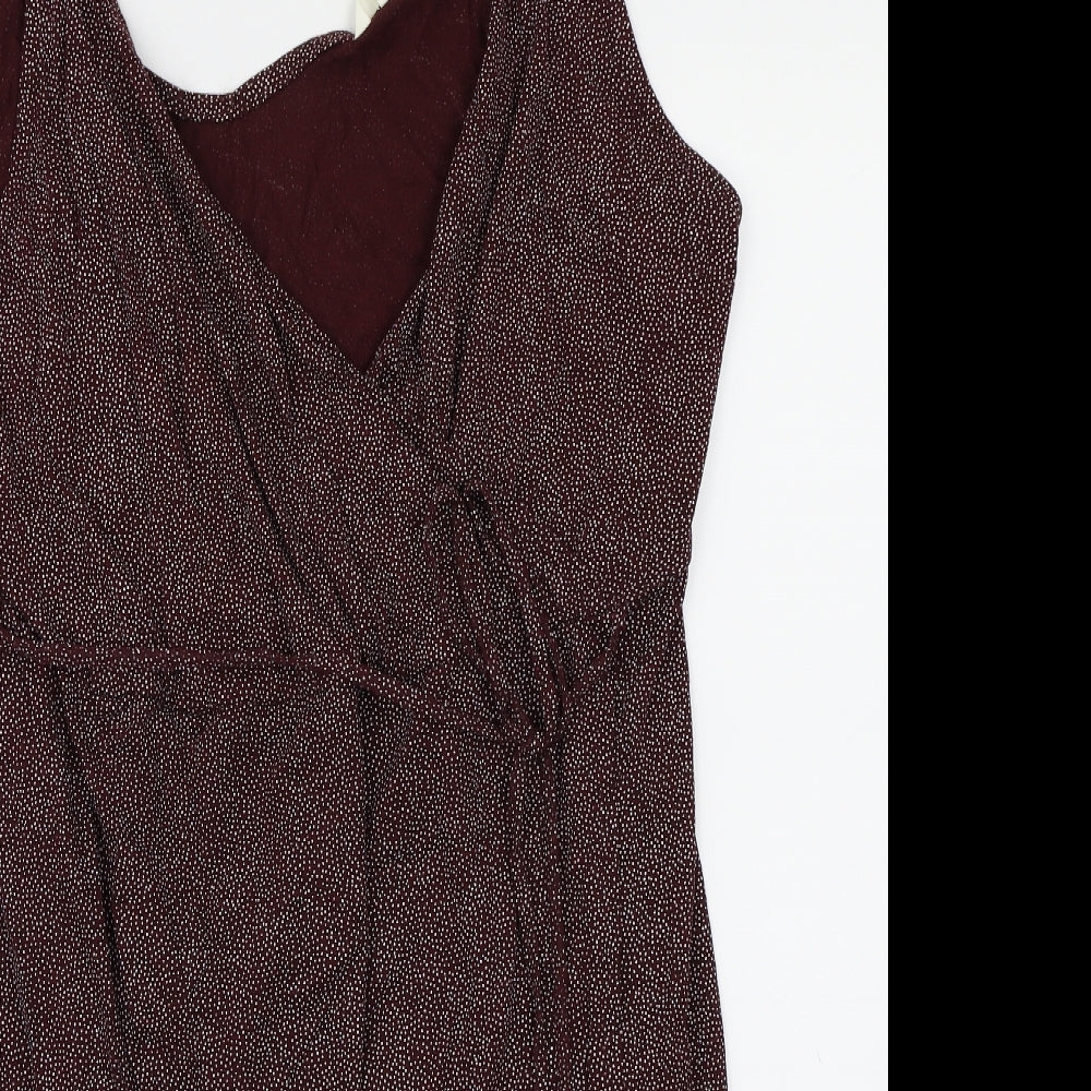 H&M Womens Purple Polka Dot Rayon A-Line  Size L