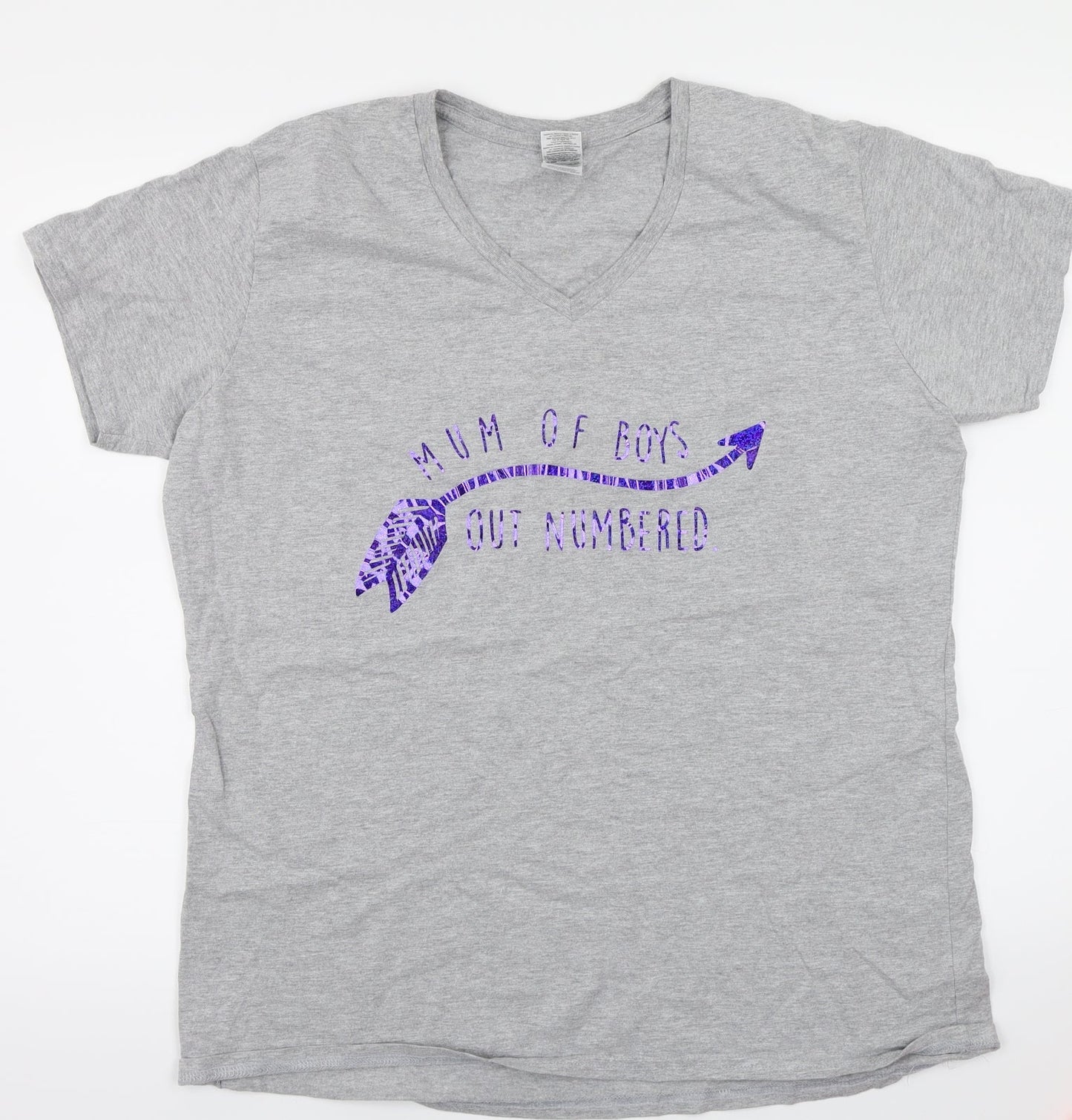Womens UK Size 2XL Gildan Grey Basic T-Shirt