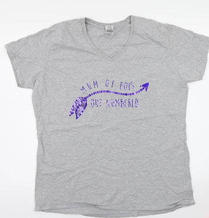 Womens UK Size 2XL Gildan Grey Basic T-Shirt