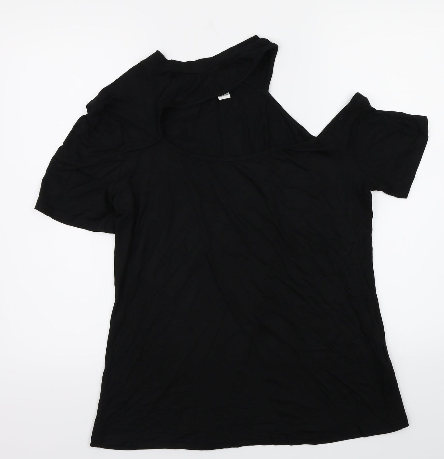 Womens UK Size XL Preworn Black Basic T-Shirt