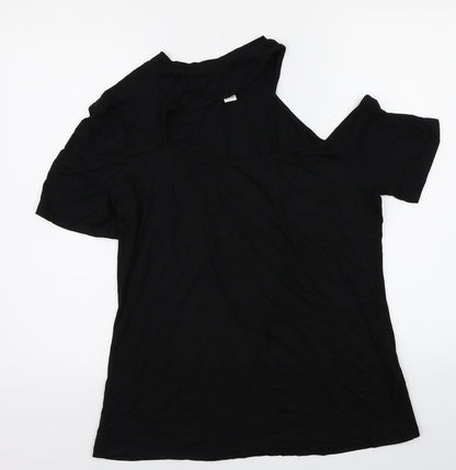 Womens UK Size XL Preworn Black Basic T-Shirt