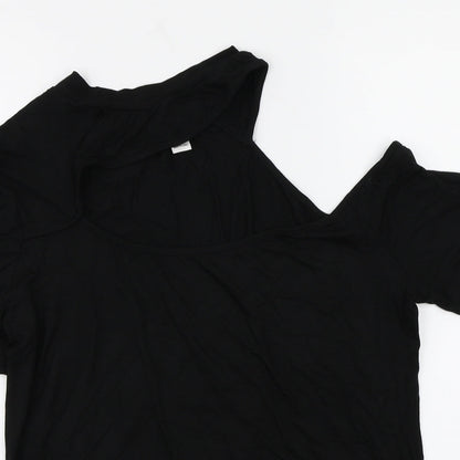 Womens UK Size XL Preworn Black Basic T-Shirt