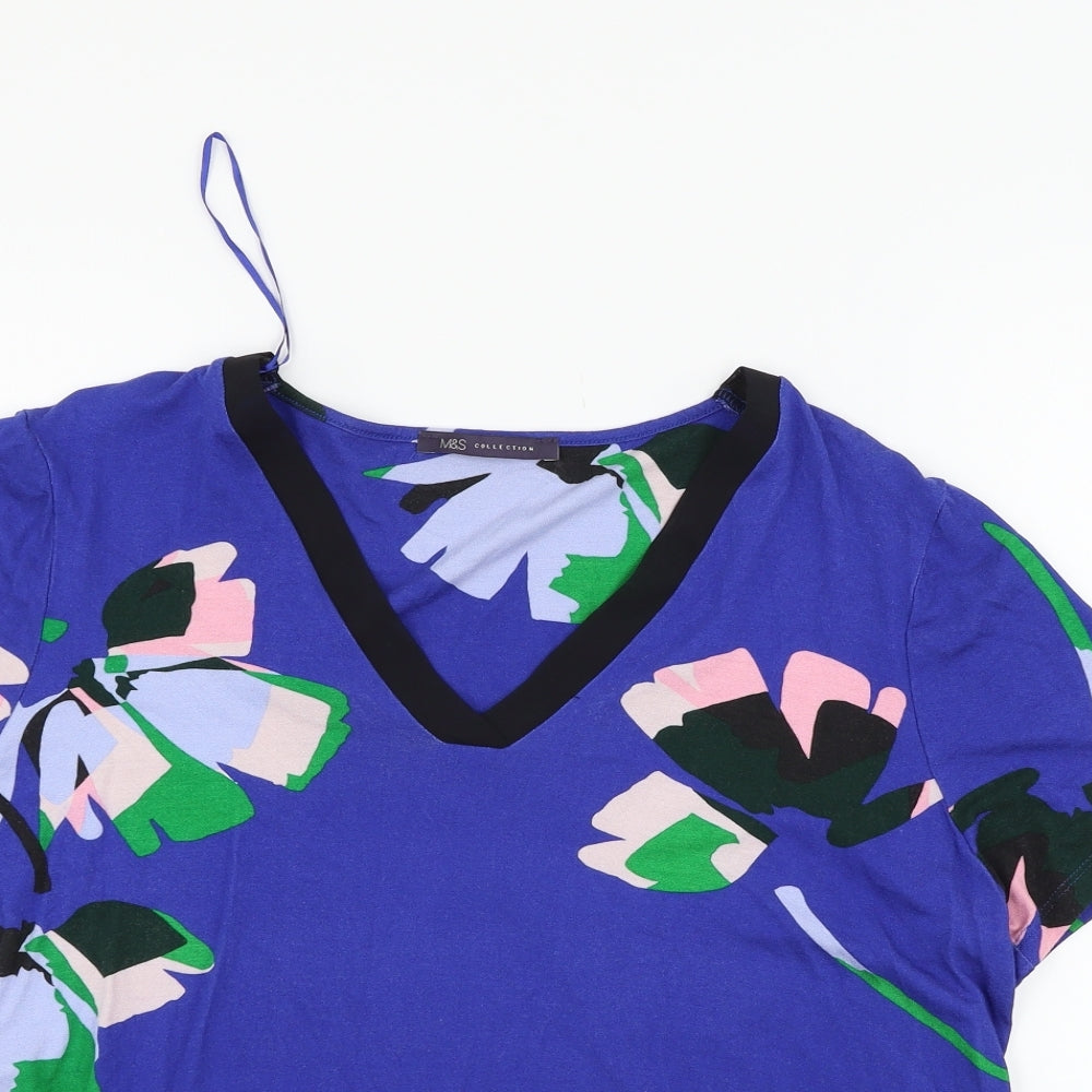 Womens UK Size 12 Marks and Spencer Blue Basic T-Shirt