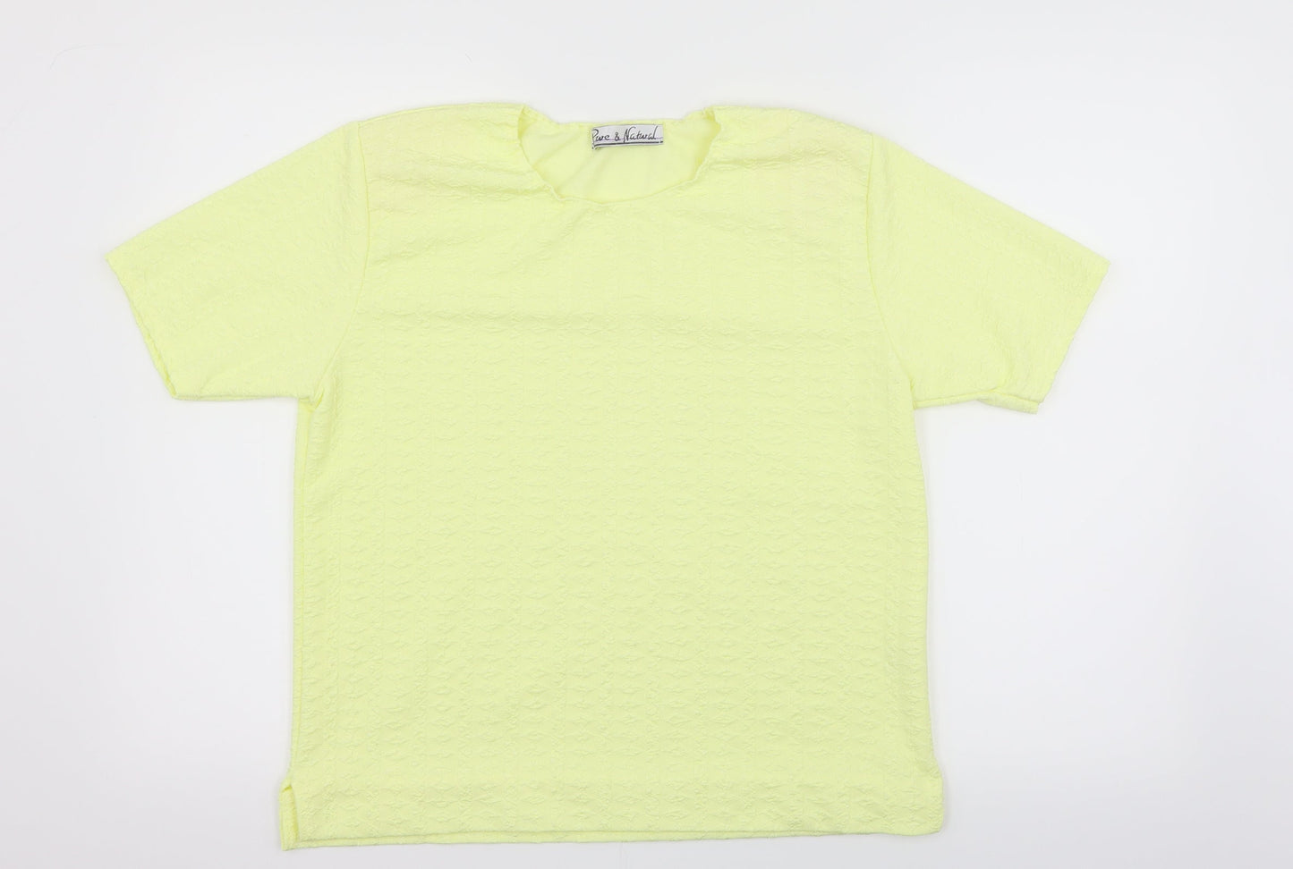 Womens UK Size 14 Pure & Natural Yellow Basic T-Shirt