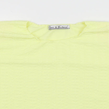 Womens UK Size 14 Pure & Natural Yellow Basic T-Shirt