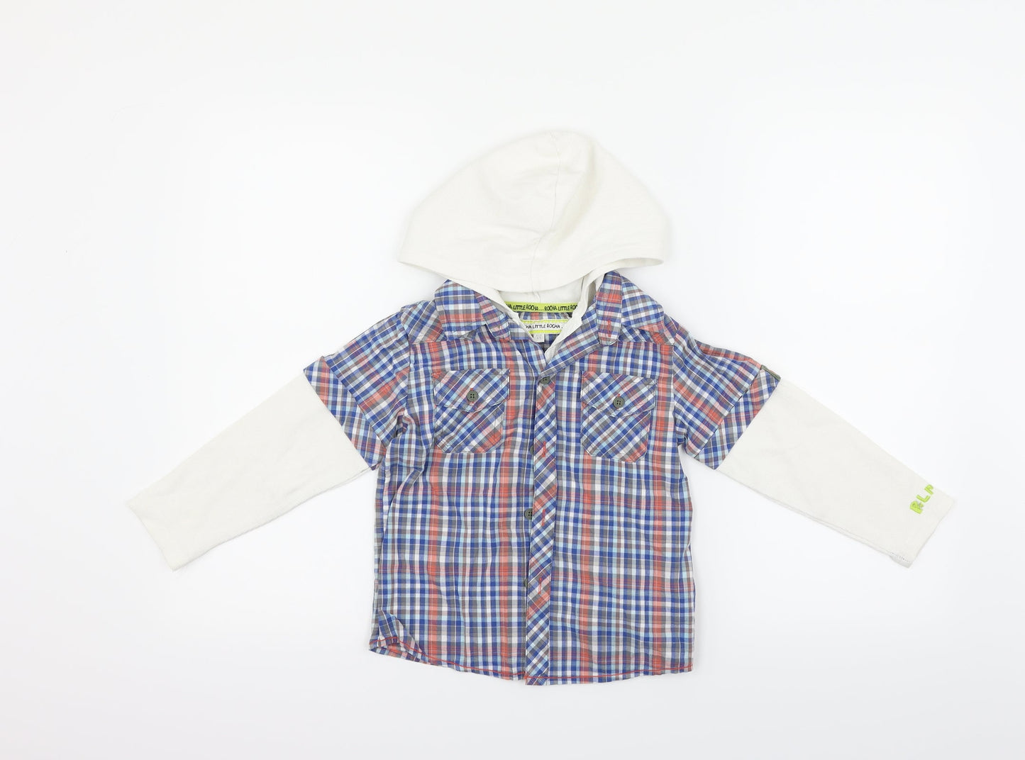 Rocha John Rocha Girls Blue Check  Jacket  Size 4-5 Years
