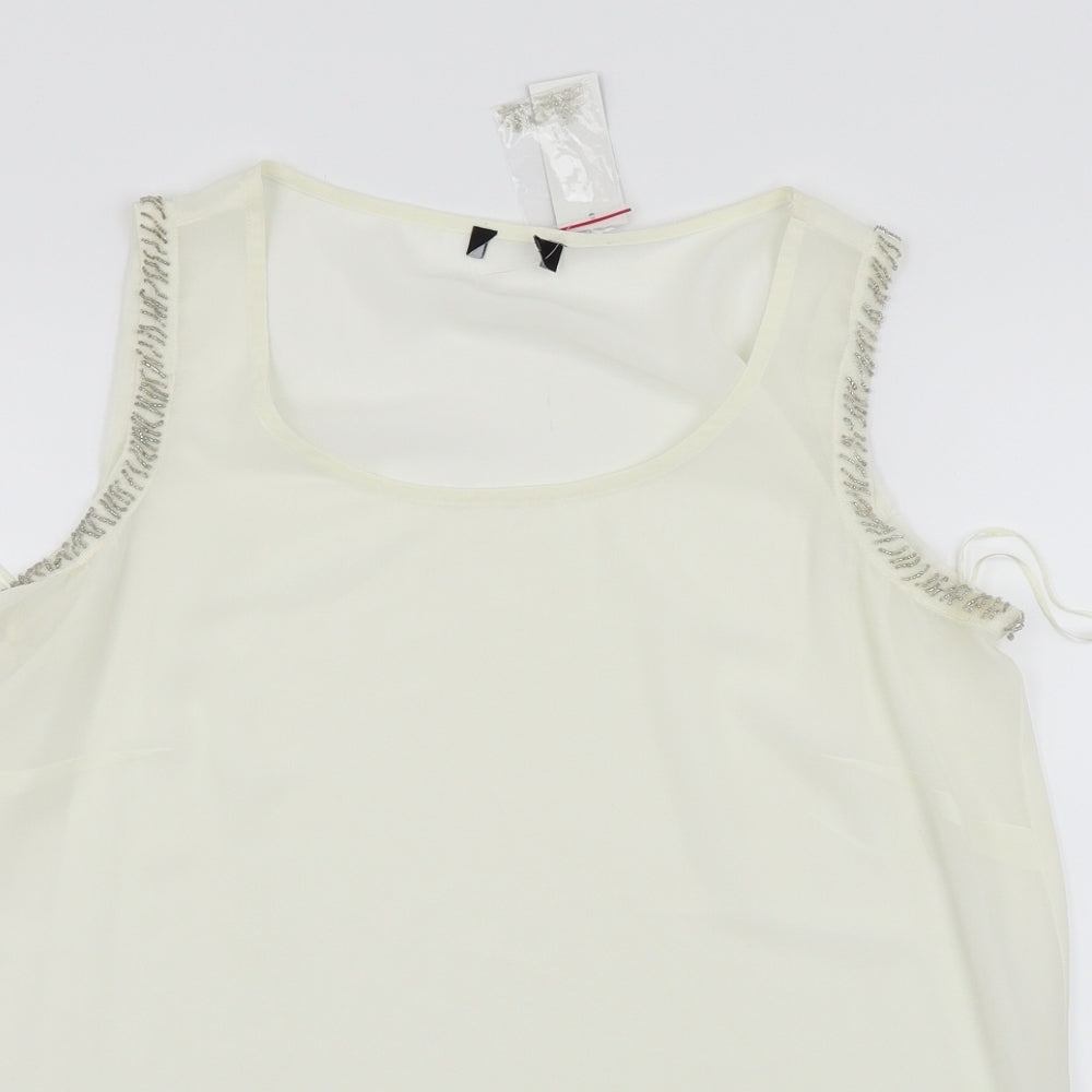 Womens UK Size 14 Preworn White Basic Tank