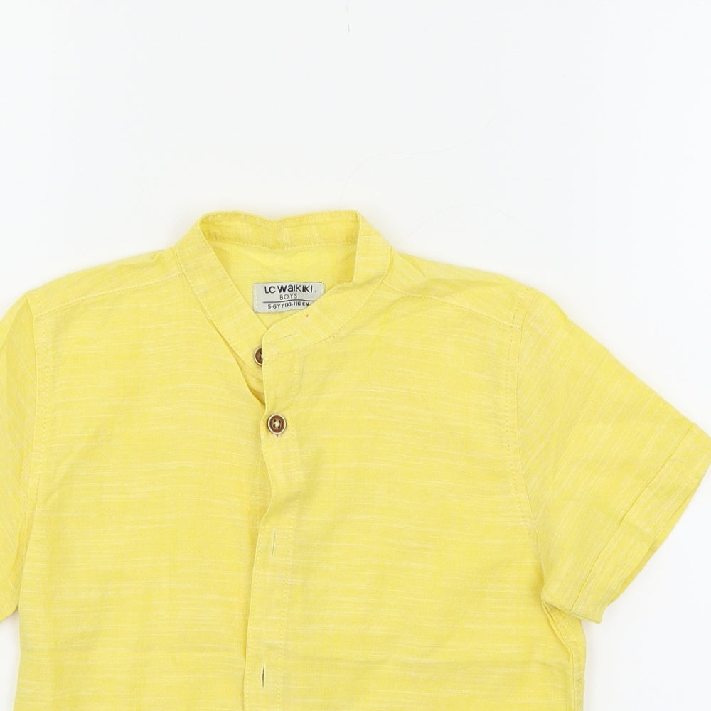 LC Waikiki Girls Yellow Houndstooth  Basic Blouse Size 5-6 Years