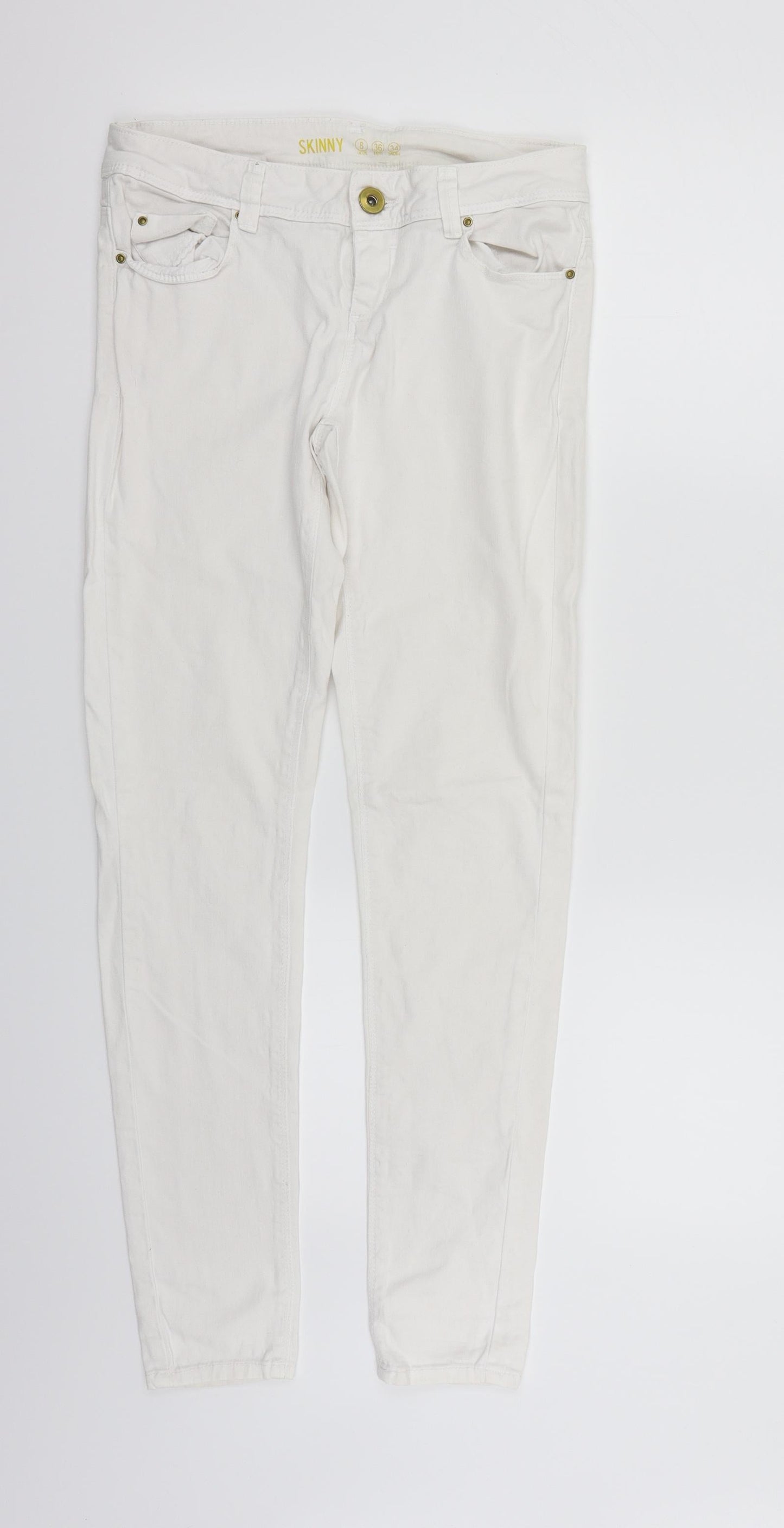 Womens UK Size 8 deniem & co Regular Fit Skinny White Jeans